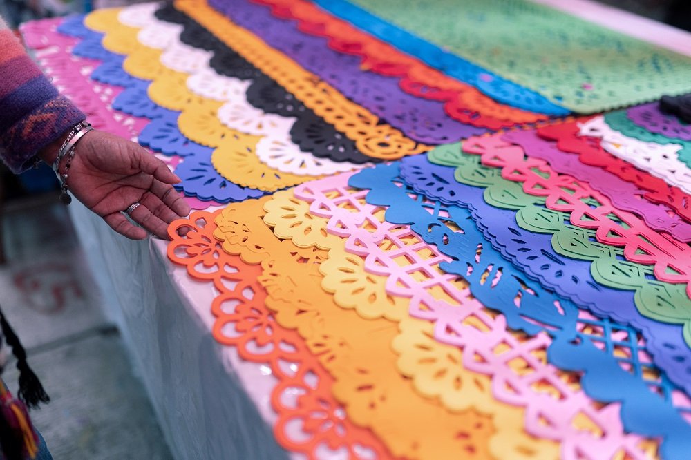 Lace on display at the market